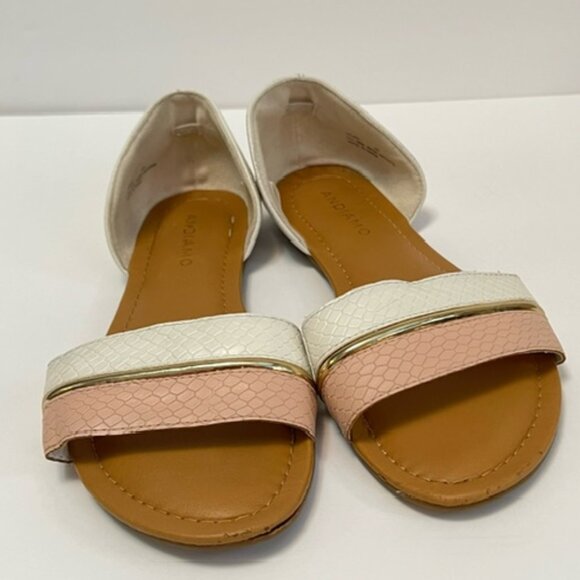 Andiamo Womens Pupil Slide-on Sandals Pink & White with Gold Accent Size 8 - Picture 2 of 6